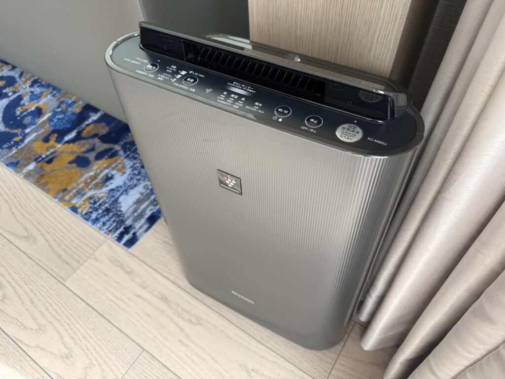 長崎マリオットホテルの客室(コーナースイート)の空気清浄機