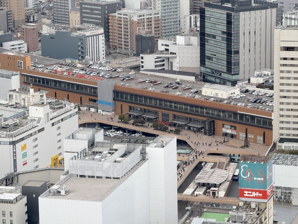 ウェスティンホテル仙台の客室から見える仙台駅