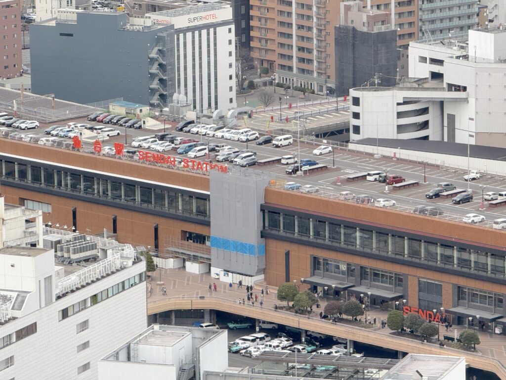 ウェスティンホテル仙台の客室から見える仙台駅