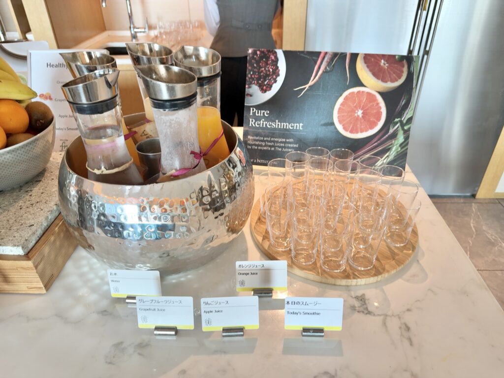 ウェスティンホテル横浜のクラブラウンジ「ウェスティンクラブ」の朝食のドリンク内容